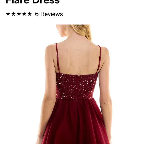 Juniors' Cowlneck Embellished-Bodice Fit & Flare Dress - Picture 3 of 3